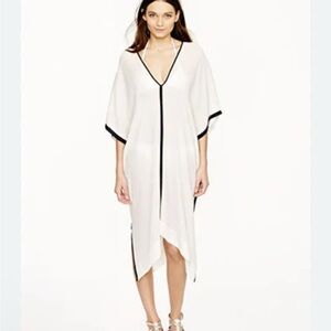Piombo Italian label Elegant White Kaftan Dress with Navy Blue Trim